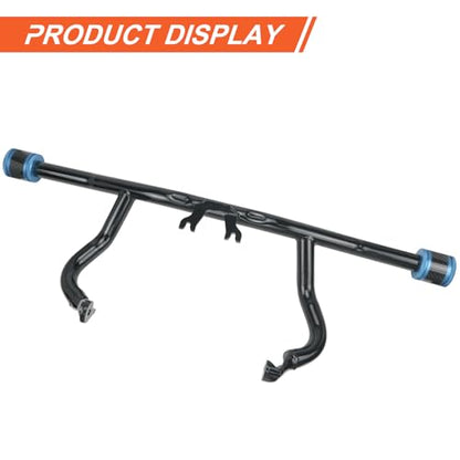 Engine Guard Flat Out Crash Bar for 2014-2025 Harley Touring Street Glide Road Glide Road King Electra Glide Ultra Models (Gloss Black w/Blue CNC) - color: Gloss Black w/Blue CNC