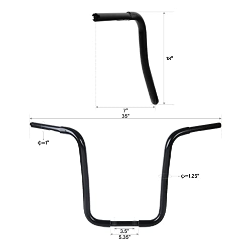 Green-L 1 1/4" Ape Hanger 18" Rise Handlebars Fit for Harley Sportster XL883 XL1200 Softail FLST FXST Custom Motorcycle 1.25" Handle Bar - size: 18" Rise, style: Style A Black