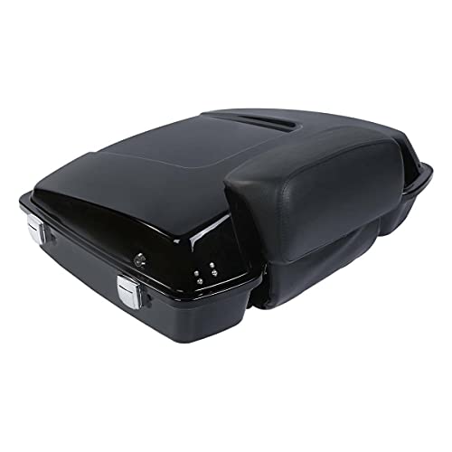 TCMT 5.5" Razor Motorcycle Trunk Box Backrest Pad Metal Base Plate Fit For Harley Touring 2009-2013 Road Glide Road King Street Glide Pack - color: Chrome Lacthes Trunk+Backrest+Plate