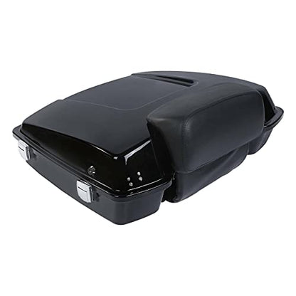 TCMT 5.5" Razor Motorcycle Trunk Box Backrest Pad Two Up Mounting Rack Metal Base Plate Fit For Harley Touring 2009-2013 Road Glide Road King Street Glide Pack - color: Chrome Lacthes Trunk+Pad+Black 2 up Rack+Plate
