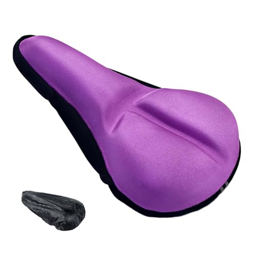 Bike Seat Cushion - HUIOK Gel Bicycle Saddle Cover for Women & Men,Comfortable Memory Foam Compatible with Outdoor & Indoor Exercise Bikes - color: Purple