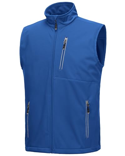 33,000ft Men's Windproof Lightweight Golf Vest Outerwear with Pockets, Softshell Sleeveless Jacket for Running Hiking Sports - color: Azure, size: XX-Large