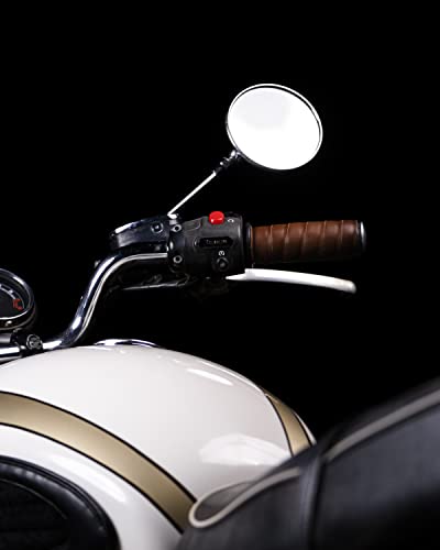 Trip Machine Company Motorcycle Handlebar Leather Grip Wrap Covers – Universal Throttle Grip Covers with Double Sided Tape – Anti-Slip Bike Handle Accessories - color: Cognac