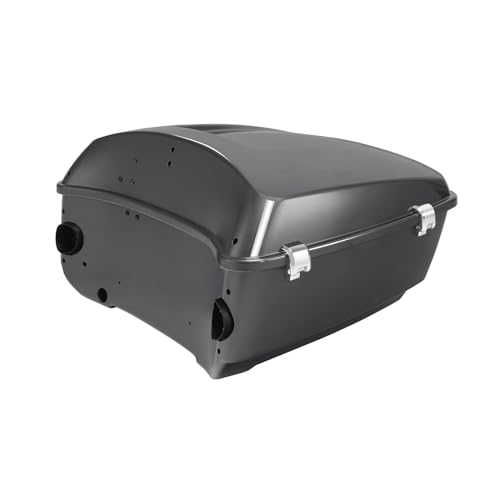 TCMT 13.7" King Motorcycle Trunk Box W/Latch Key Fit For Harley 2014-2025 Touring CVO Road King Road Glide Street Glide Electra Glide Ultra Limited Gauntlet Gray Metallic - color: Gauntlet Gray Metallic(W Speaker Holes)