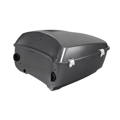 TCMT 13.7" King Motorcycle Trunk Box W/Latch Key Fit For Harley 2014-2025 Touring CVO Road King Road Glide Street Glide Electra Glide Ultra Limited Gauntlet Gray Metallic - color: Gauntlet Gray Metallic(W Speaker Holes)