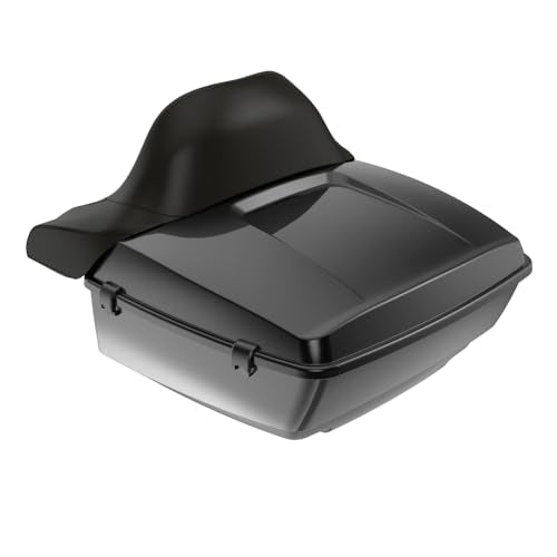 Advanblack 2025 Road Glide King Tour Trunk Pack Black Latch Wrap-Around Backrest Compatible with 1997-2025 Harley Touring Road Glide, Street Glide, Electra Glide (Raven Fade) - color: Raven Fade