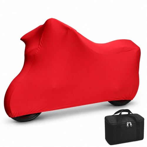 Indoor Motorcycle Cover for Harley-Davidson Police/Fire/Rescue Fleet Models 2000, Stretch Fabric for Scratch-Free Dust Protection,Reinforced Carrying Case Included red - color: red