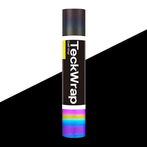 TECKWRAP Black Holographic Reflective Adhesive Vinyl Flashlight Sensitive Vinyl for DIY Craft Cutters, Signs, Scrapbooking, 1ftx5ft - color: Black