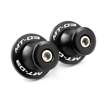 MOWOK Fit For YAMAHA MT-03 MT03 2015 2016 2017 2018 2019 2020 2021 2022 2023 2024 2025 2026 Motorcycle 6MM Swingarm Spools Slider M6 Stand Screws (Black) - color: Black