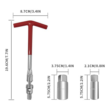 Spark Plug Socket Wrench Kit，T-handle with two 6mm (5/8") & 21mm (13/16") replacement wrenches Removal Tool for for Motorcycles Lawn mowers and Small Motor Vehicles