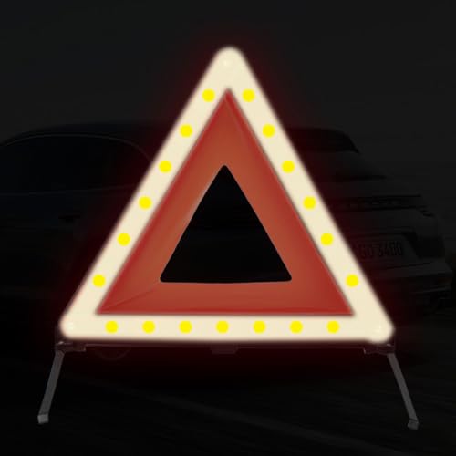 STOBAZA Reflective Emergency Warning Triangle Sign Portable Safety Sign for Roadside Assistance Cars SUVs Trucks High Visibility Automotive Safety Triangle - size: 43.50X37.00X0.50CM