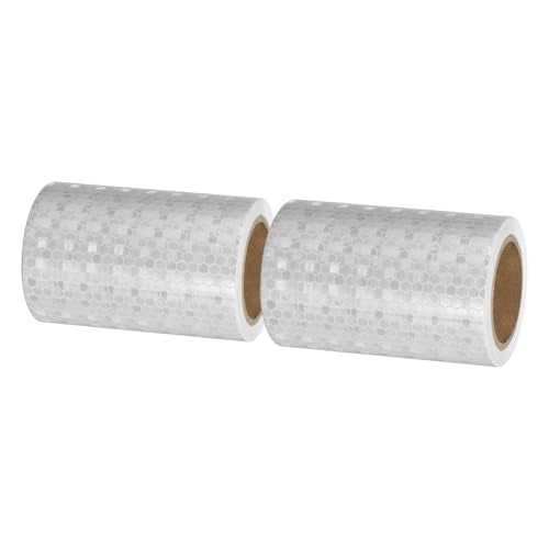 PATIKIL Reflective Tape, 2 Roll 4 Inch x 10 ft Waterproof Self Adhesive High Visibility Caution Warning Safety Tape Outdoor Reflector for Trucks Trailers Cars, White - color: White, size: 4 Inch x 10 ft