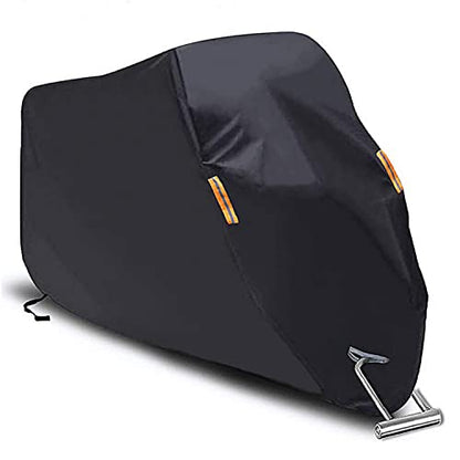SEAZEN Motorcycle Cover Waterproof Outdoor, 5 Layer Heavy Duty Motorcycles Vehicle Cover Dustproof UV Protection with Night Reflective Straps and Lock-Holes (Motorcycle-XXL UP to 114") - size: Motorcycle-XXL UP To 114"