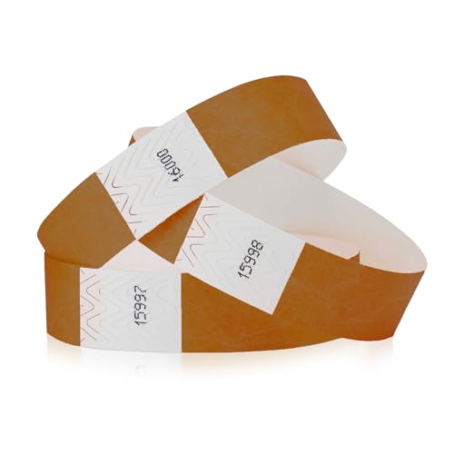 1,000 WristCo Mocha Tyvek Wristbands for Events - Comfortable Tear Resistant Paper Bracelets ID Wrist Bands for Concerts Festivals Admission Party Identification - color: Mocha