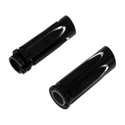 Motorcycle 1" Hand Grips Handlebar Grips Cable Throttle Fit for Harley Touring Street Glide Road King Road Glide Electra Glide Dyna Softail - color: #3 Black&Chrome