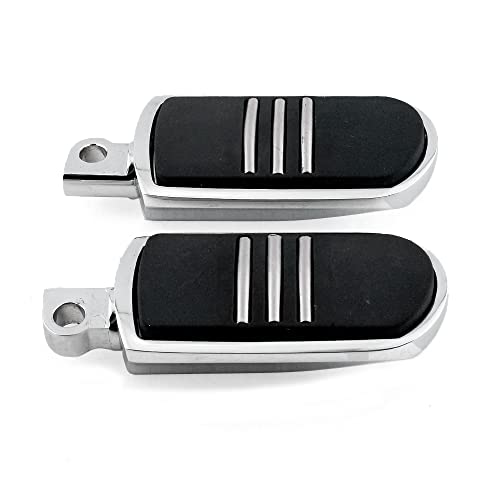 Chrome Rubber Foot Pegs Motorcycle Footpeg Footrest Set Fits For 1986 and Newer Harley Touring and Softail Models (Chrome) - color: Style 2#-Chrome