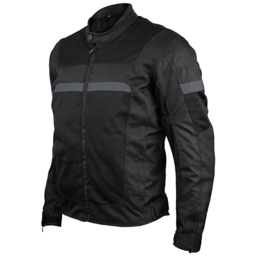 Vance Leather Mens Advanced All-Season Reflective Mesh & Textile Motorcycle Jacket w/CE Armor & Removable Liner - color: Black, size: 5X-Large