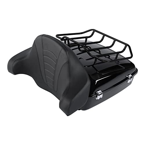 TCMT Chopped Motorcycle Trunk Box Backrest Mounting Luggage Rack Fit For Harley Touring 1997-2008 Road King Road Street Electra Glide Pack - color: Set B2 Chrome Latches#Chrome Rack