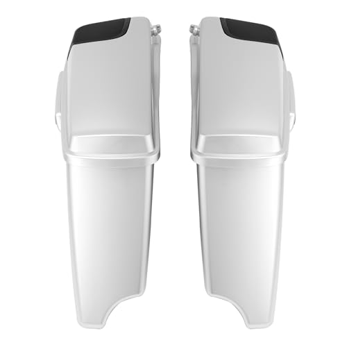 HR3 Custom 4" Stretched Hard Saddlebags w/Speaker Lids Compatible with 2014-later Harley Touring Road King Road Glide Street Glide Ultra Limited FLHT (Silver/Black Honeycomb Fade) - color: Custom- Silver / Black Honeycomb Fade