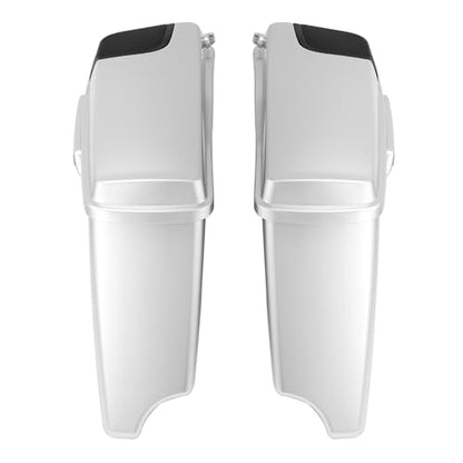 HR3 Custom 4" Stretched Hard Saddlebags w/Speaker Lids Compatible with 2014-later Harley Touring Road King Road Glide Street Glide Ultra Limited FLHT (Silver/Black Honeycomb Fade) - color: Custom- Silver / Black Honeycomb Fade