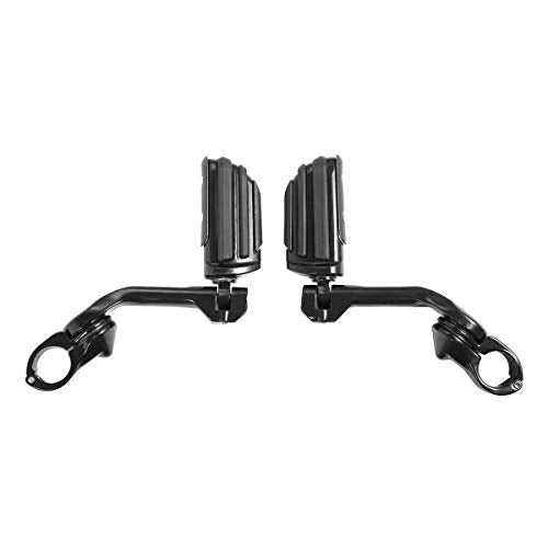 TCMT Highway Pegs Fit For Harley Softail Sportster Electra Road Glide Road King Street Glide with 1.25" Engine Guard 1 1/4 Highway Bar - color: Black, size: Style C Long Angled