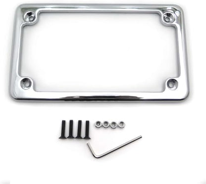 Billet Aluminum Motorcycle License Plate Frame 7x4 Inch Black Finish Fits Custom Chopper Springer Mini Bike Universal Axle Mount Applications - color: Chrome, size: Classic