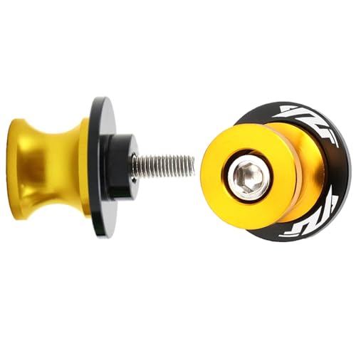 2pcs 6MM M6 X1.5 Motorcycle Swing arm Sliders Spools CNC Swing Arm Stand Screw for Yamaha YZF R1 R3 R6 R25 R1000 (Gold) - color: Gold