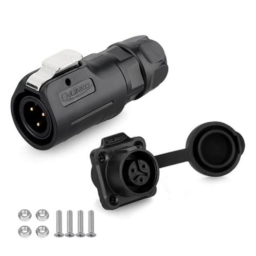 CNLINKO M12 Waterproof Connector 3 Pin PBT Plastic DC 12V Cable Panel Mount for AV System (3 Pin) - size: 3-Pin, style: Plug without Cable