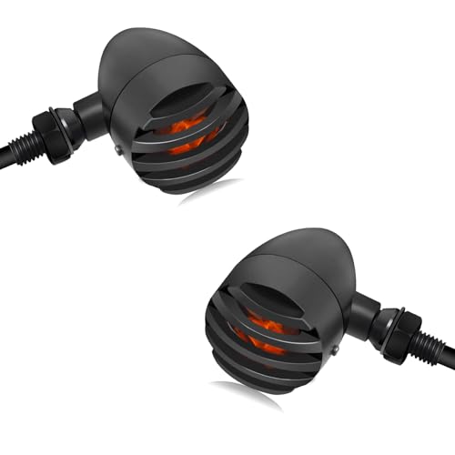 NTHREEAUTO Motorcycle Blinkers, Waterproof Aluminum Bullet LED Turn Signals, Rear Red Indicator Light Compatible with Harley Dyna, Honda, Yahama, Bobber,Suzuki and Kawasaki 12V Motorbikes - color: Black/Red