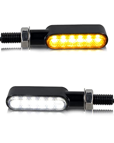 NTHREEAUTO Motorcycle LED Turn Signals Switchback Front Mini Blinkers Indicators Universal Compatible with Harley Honda Yamaha Suzuki Kawasaki Motorbike Scooter Quad Cruiser Off Road Touring - 2Pcs - color: amber/white
