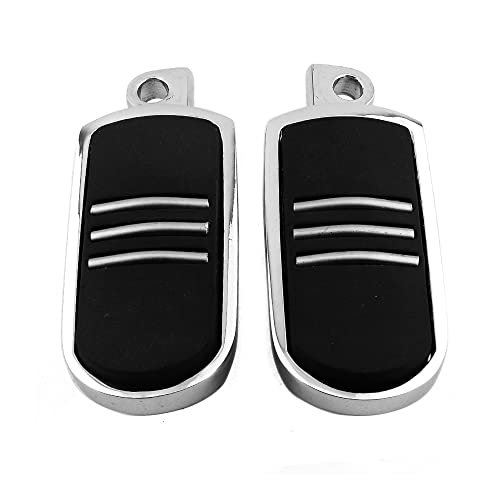 Chrome Rubber Foot Pegs Motorcycle Footpeg Footrest Set Fits For 1986 and Newer Harley Touring and Softail Models (Chrome) - color: Style 2#-Chrome