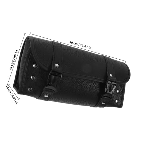 Abaodam PU Leather Motorcycle Fork Bag Saddlebag Organizer Weather-resistant Tool Storage for Motorcycles and Electric Bikes Practical Black Side Roll Bag