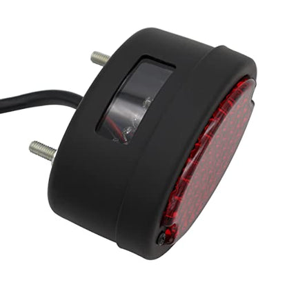 FATECIM Motorcycle Custom Oval-shaped LED Tail Light Cat Eye Rear Running Light Brake Light Stop Light Red Lens Integrated License Plate Lamp Universal Fit for Motorcycle/Cruisers/Bikes(Black) - color: 3035-Black