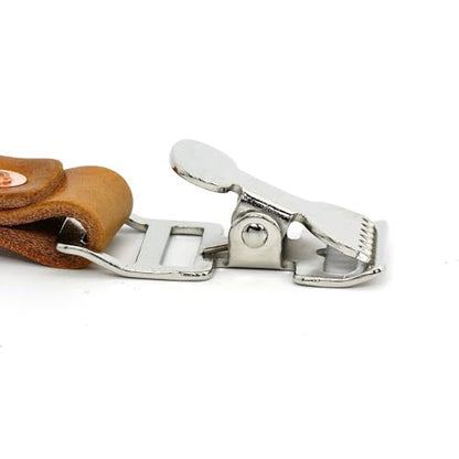 Leather Glove Clips with Metal Hooks - Work Glove Holders for Duty Belts, Electricians And Filming Work Construction - color: Brownl