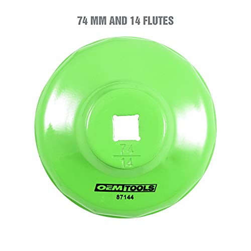 OEMTOOLS 74mm 14 Flute Oil Filter Wrench, Green, Blend - style: 74 mm 14 Flute