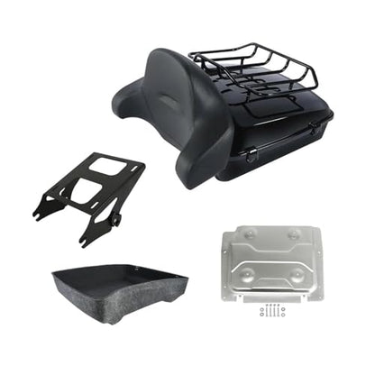 Gloss Black Chopped Tour Luggage Trunk Backrest & Mounting Bracket Rack Fit for Harley 2014-2025 Touring Road King Street Electra Glide Ultra-Classic - color: Chopped Trunk Set #6