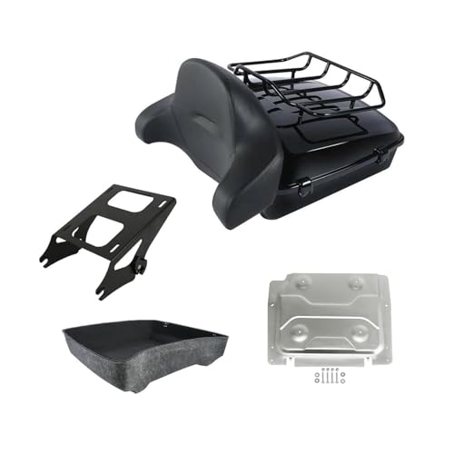 Gloss Black Chopped Tour Luggage Trunk Backrest & Mounting Bracket Rack Fit for Harley 2014-2025 Touring Road King Street Electra Glide Ultra-Classic - color: Chopped Trunk Set #6