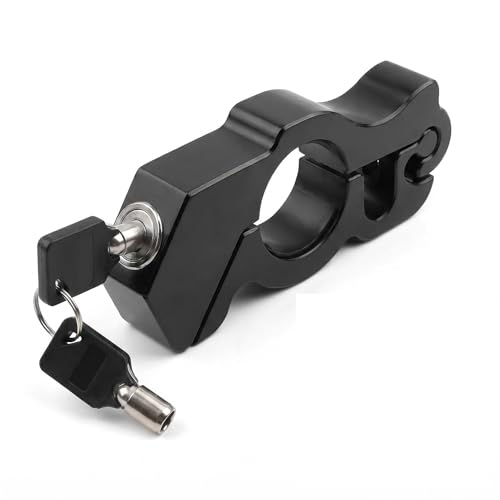 1 PC Motorcycle Handle Throttle Grip Security Lock, Alloy Anti-theft Brake Lock with Anti-scratch Gasket, One-button Locking Design, Universal for Motorcycles Scooters ATVs Bicycles (Black) - color: Black