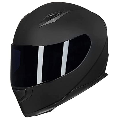 ILM Full Face Motorcycle Street Bike Helmet with Removable Winter Neck Scarf + 2 Visors DOT Model ILM-313 - color: Matte Black