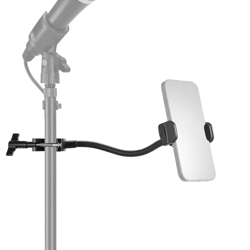 NEEWER BASICS Mic Stand Phone Holder with Flexible Arm, 360° Ball Head Boom Arm Microphone Floor Music Stand Cell Phone Mount Compatible with iPhone Android Samsung Video Recording, MS009 - style: MS009