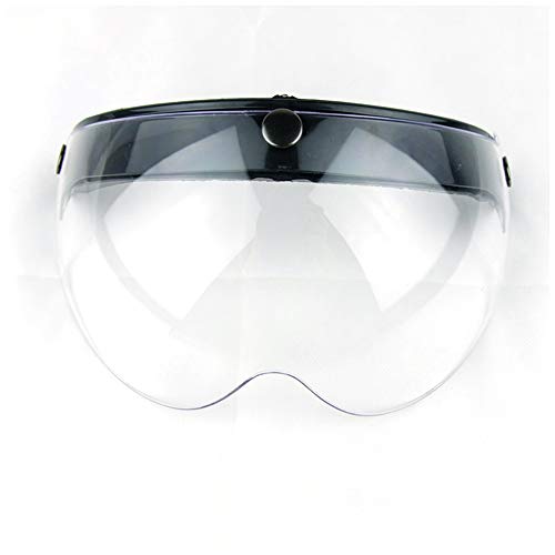 WANCAR Universal Motorcycle Retro Pilot-Style Standard 3 Snap-Button Visor Flip Up Down Open Face Helmet Wind Shield(Clear) - color: Clear