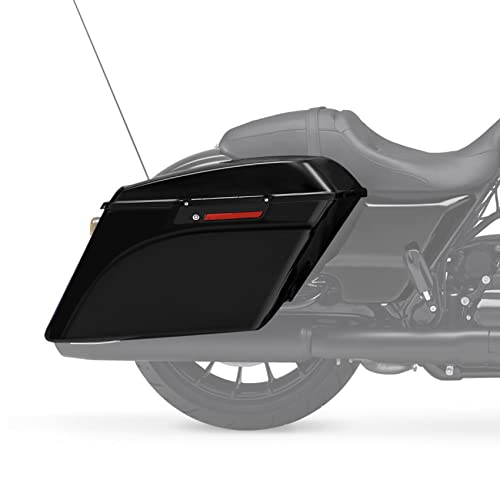 XMT-MOTO Stretched Hard Saddlebags Saddle bags for Harley 1994-2013 Touring models road glide, road king, ultra, street glide, electra glide and 1984-2017 Softail models,Gloss Black/Black Latches - color: Gloss Black/Black Latches, size: Stretched