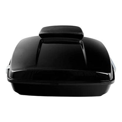 TCMT Chopped Motorcycle Trunk Box Backrest Pad Detachable Mounting Rack Fit For Harley Touring 1997-2008 Road King Road Street Electra Glide Pack - color: Set D1 Chrome Latches#Black Rack