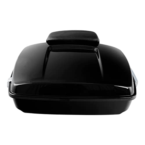 TCMT Chopped Motorcycle Trunk Box Backrest Pad Detachable Mounting Rack Fit For Harley Touring 1997-2008 Road King Road Street Electra Glide Pack - color: Set D1 Chrome Latches#Black Rack