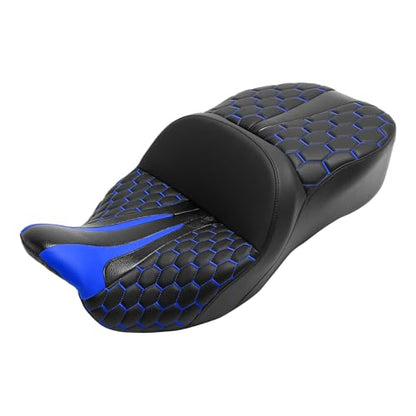 SLMOTO Hammock Motorcycle Passenger Seat - Bagger Comb Strapped 2-Up One-Piece Fit for Harley Touring Road King FLHR Street Glide FLHX Road Glide FLTRX Electra Glide FLHT 2009-2023 Blue - color: Gel Style A Blue