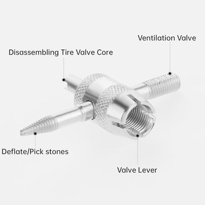 2 Pcs 4-Way Valve Core Tool Tire Valve Tools 4-in-1 Tyre Valve Removal Tool Tire Valve Stem Tool Valve Core Removal Tool Valve Stem Puller Valve Stem Removal Tool for Bicycle Bike Automobile Car