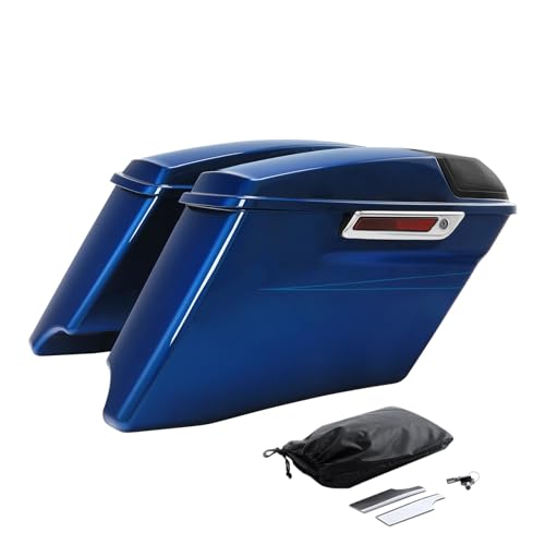 HR3 Superior Blue (Pinstripe) 4" Stretched Hard Saddlebags w/Speaker Lids Compatible with 2015 Road Glide Special FLTRXS (Replace for OEM) - color: Superior Blue (Pinstripe)