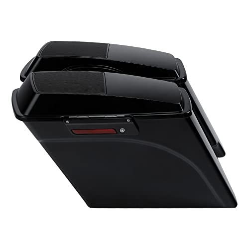 TCMT 5" Stretched Extended Saddlebags 6X9 Speaker Lid Latches Fits For Harley 1994-2013 Touring CVO Road Glide Road King Street Glide Electra Glide Ultra Classic 1994-2013 Vivid Black - color: Vivid Black Black Latches(6x9 Speaker Lid)