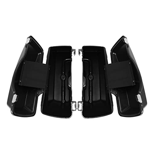 TCMT Hard Saddle bags Saddlebag Trunk Fits For Harley Touring Road King Road Street Glide Ultra Classic FLHT FLHR FLHX 1994-2013 - color: Vivid Black chrome Latches(No Liner)