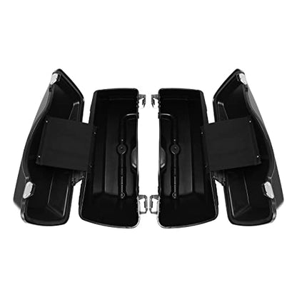 TCMT Hard Saddle bags Saddlebag Trunk Fits For Harley Touring Road King Road Street Glide Ultra Classic FLHT FLHR FLHX 1994-2013 - color: Vivid Black chrome Latches(No Liner)